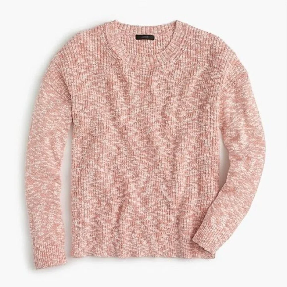 J. Crew Lightweight Marled Crewneck Sweater Pink Oversized XS